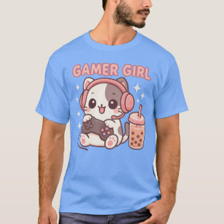 Gamer Girl Cat Familie T-Shirt