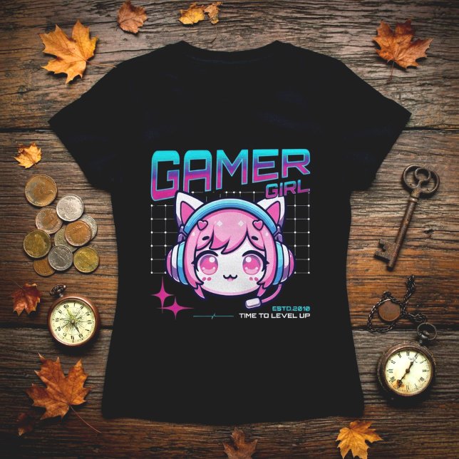 Gamer Girl Cat T-Shirt (Von Creator hochgeladen)