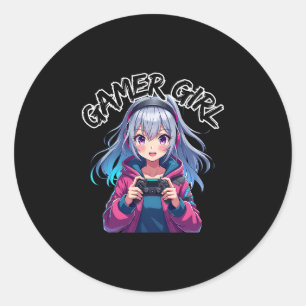 Gamer Girl Gaming Anime Süßes Videospiel Frauen Mä Runder Aufkleber