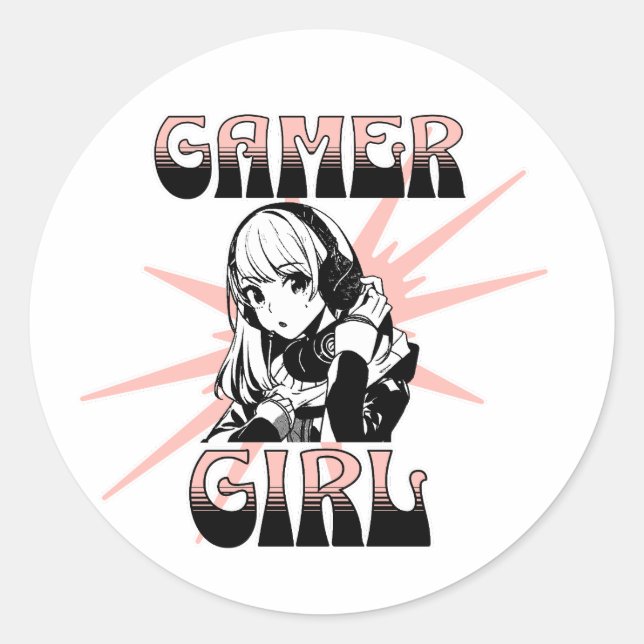 Gamer Girl | Gaming Runder Aufkleber (Vorderseite)