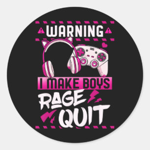 Gamer Girl Gaming Video Games Streamer Runder Aufkleber