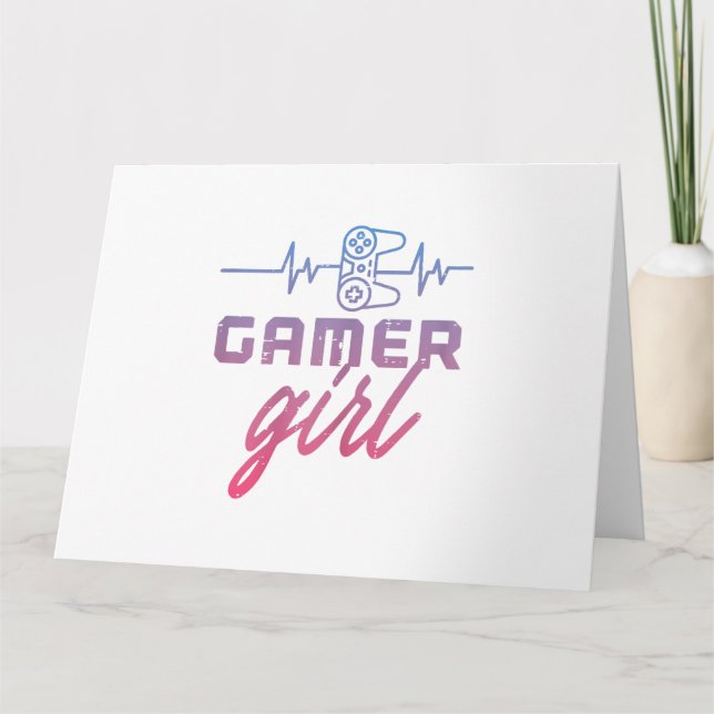 Gamer Girl Heartbeat Karte (Vorderseite)