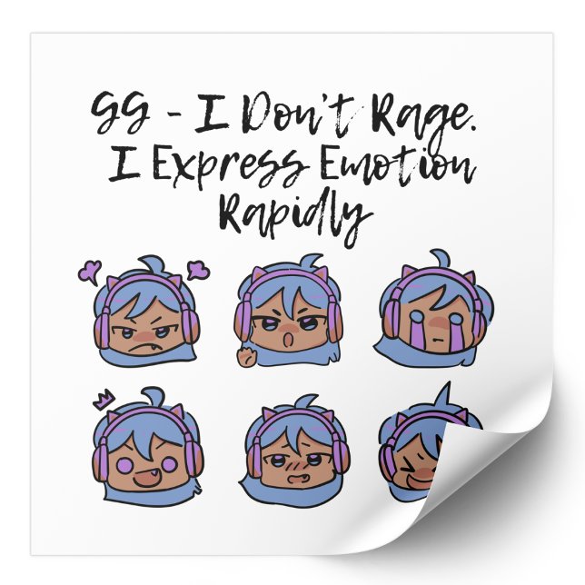 Gamer Girl I Don’t Rage Kawaii Gaming Humor Quadratischer Aufkleber (Von Creator hochgeladen)