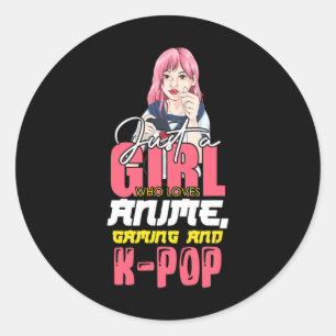 Gamer Girl Just a Girl, die Lieben anime Gaming un Runder Aufkleber