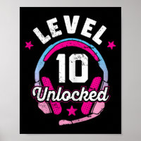 Gamer Girl Level 10 Entsperrtes Videospiel 10. Geb