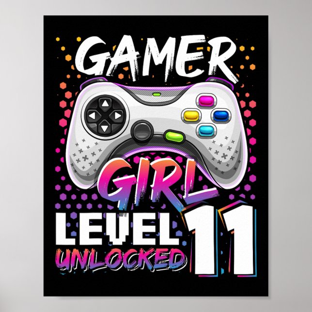 Gamer Girl Level 11 Entsperrtes Videospiel 11. Geb Poster (Vorne)