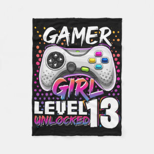 Gamer Girl Level 13 Entsperrtes Videospiel 13. Geb Fleecedecke