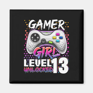 Gamer Girl Level 13 Entsperrtes Videospiel 13. Geb Magnet