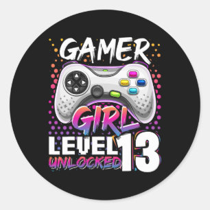 Gamer Girl Level 13 Entsperrtes Videospiel 13. Geb Runder Aufkleber