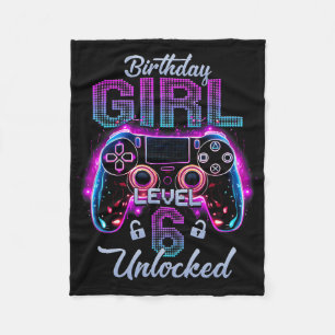 Gamer Girl Level 6 Entsperrtes Video Gaming 6. Geb Fleecedecke