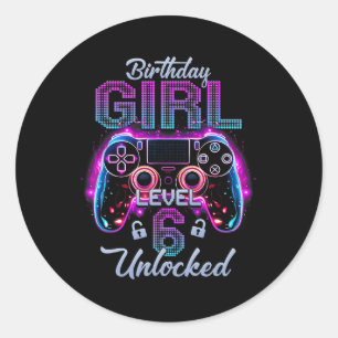 Gamer Girl Level 6 Entsperrtes Video Gaming 6. Geb Runder Aufkleber