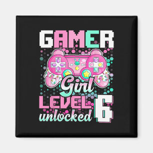 Gamer Girl Level 6 Unlock Video Game 6. Geburtstag Magnet