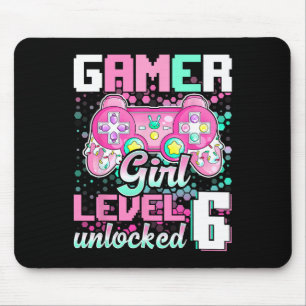 Gamer Girl Level 6 Unlock Video Game 6. Geburtstag Mousepad