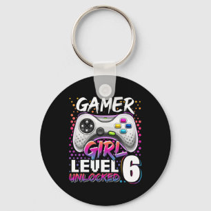 Gamer Girl Level 6 Unlock Video Game 6. Geburtstag Schlüsselanhänger