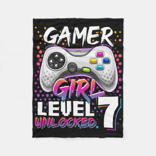 Gamer Girl Level 7 Unlock Video Game 7. Geburtstag Fleecedecke
