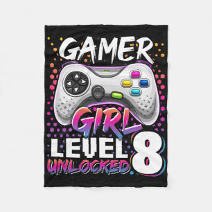 Gamer Girl Level 8 Entsperrtes Videospiel 8. Gebur Fleecedecke