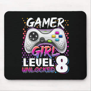 Gamer Girl Level 8 Entsperrtes Videospiel 8. Gebur Mousepad