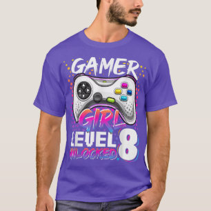 Gamer Girl Level 8 Entsperrtes Videospiel 8. Gebur T-Shirt