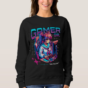 Gamer Girl Level Up Anime PC Gaming Charakter Kuns Sweatshirt
