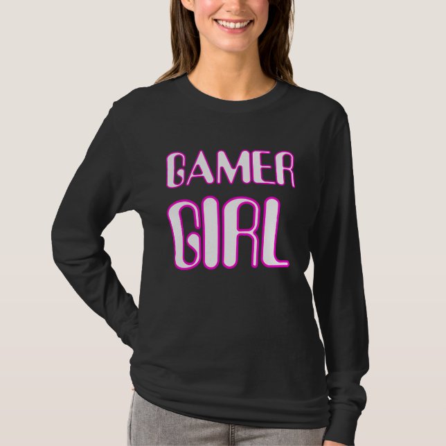 Gamer Girl Nerd Girl Cute Gaming  Geek Nerd Outfit T-Shirt (Vorderseite)