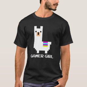 Gamer Girl Niedlich Alpaca Llama 8 Bit Video Game T-Shirt