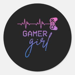 Gamer Girl Niedlich Heartbeat Gamer for Girl Runder Aufkleber