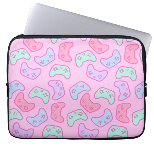 Gamer Girl Pastel Cartoon Video Game Controller Laptopschutzhülle (Vorderseite)