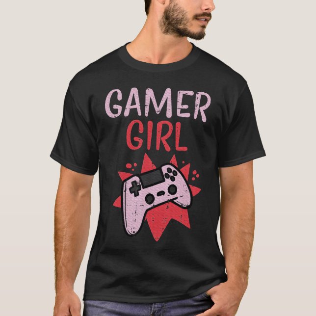 Gamer Girl Pink Game Controller Cute Video Gaming  T-Shirt (Vorderseite)