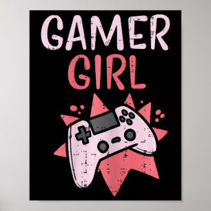 Gamer Girl Pink Game Controller Niedlich Video Gam Poster