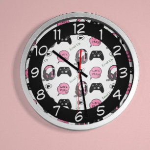 Gamer Girl Pink und Black Uhr