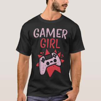 Gamer Girl Rosa Spielcontroller Süße Videospiele  T-Shirt