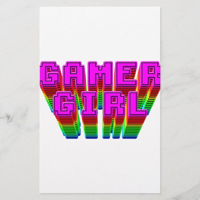 Gamer Girl Text Briefpapier (Vorderseite)