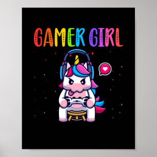 Gamer Girl Unicorn Gaming Niedliches Videospiel Poster