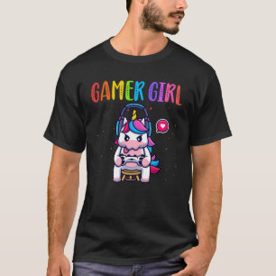 Gamer Girl Unicorn Gaming Niedliches Videospiel T-Shirt