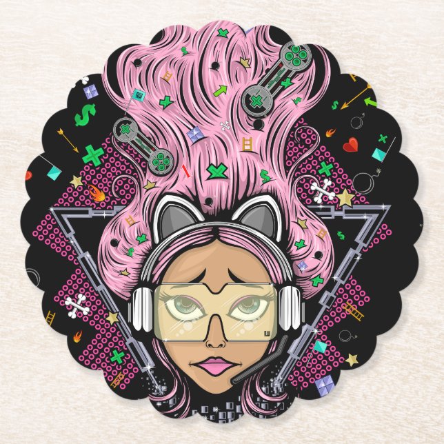 Gamer Girl Untersetzer (Vorderseite)