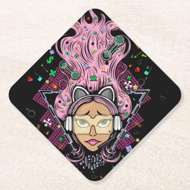 Gamer Girl Untersetzer (Vorderseite)