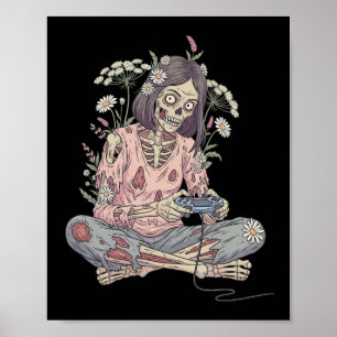 Gamer Girl Zombie Cotattcore Untot Poster