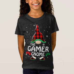 Gamer Gnome Buffalo Kariert Matching Family Christ T-Shirt