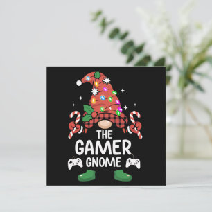 Gamer Gnome Buffalo Kariert Matching Family Xmas Feiertagskarte