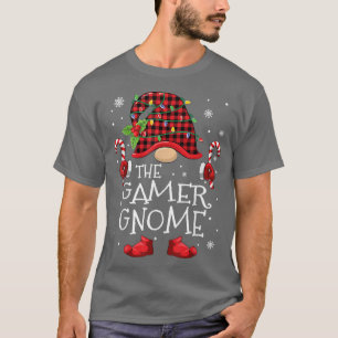 Gamer Gnome Buffalo Karierter Weihnachtsbaum Famil T-Shirt