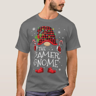 Gamer Gnome Buffalo Karierter Weihnachtsbaum Famil T-Shirt