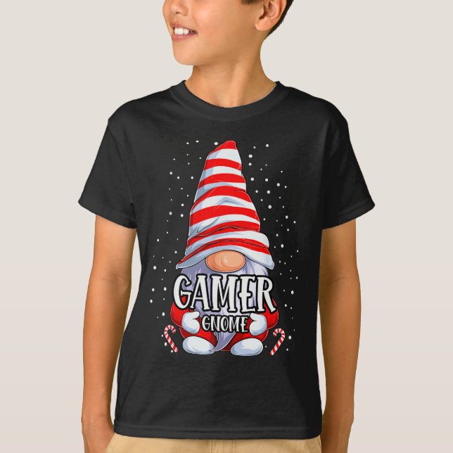Gamer Gnome Christmas Pajamas Matching Family Grou T-Shirt (Vorderseite)