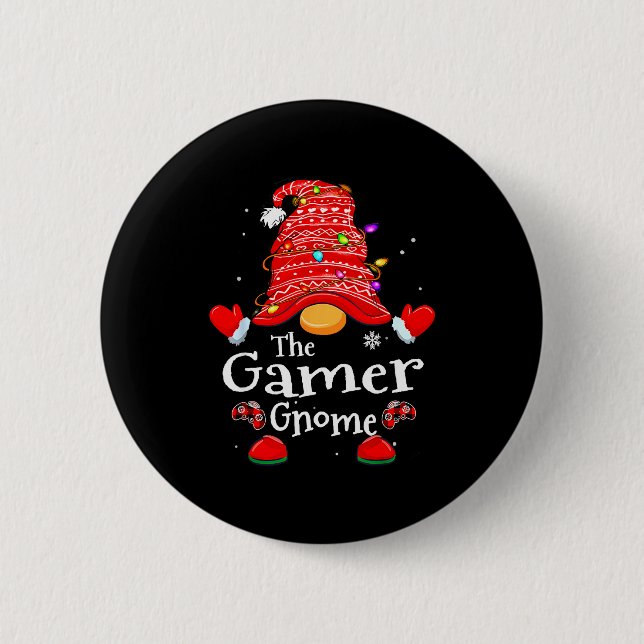 Gamer Gnome - Xmas Video Gamers Christmas Gnomes  Button (Vorderseite)