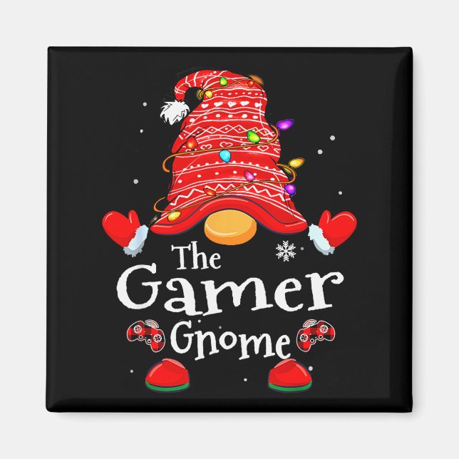 Gamer Gnome - Xmas Video Gamers Christmas Gnomes  Magnet (Vorne)