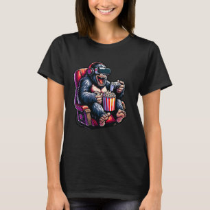 Gamer Gorilla Popcorn Gaming Chair Headphones Game T-Shirt