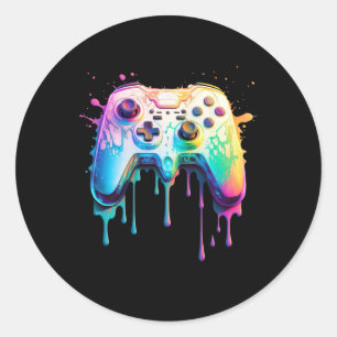 Gamer-Grafik-Videospiel - Farbintensiver Videospie Runder Aufkleber