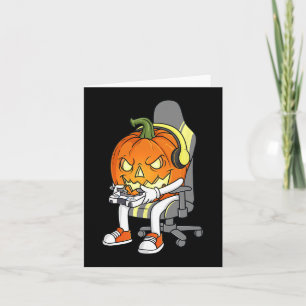 Gamer Halloween Jackolantern Beängstigend Gaming B Karte