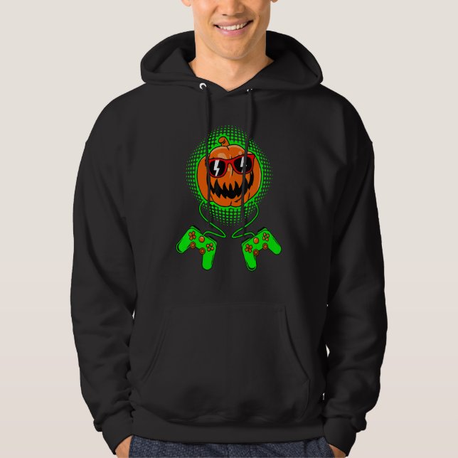 Gamer Halloween Jackolantern Scary Gaming Boys Kid Hoodie (Vorderseite)