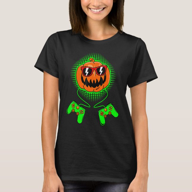 Gamer Halloween Jackolantern Scary Gaming Boys Kid T-Shirt (Vorderseite)