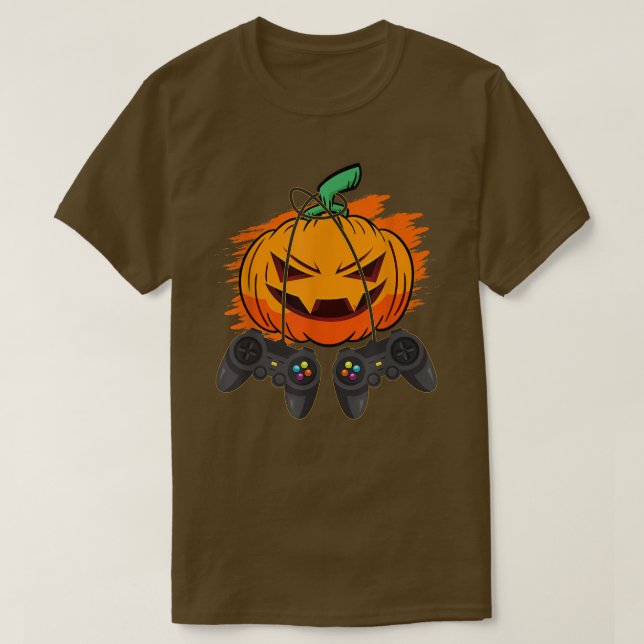 Gamer Halloween Kürbislaterne Men Kid Funny Beängs T-Shirt (Design vorne)